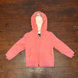 Carhartt Cream Sherpa-Lined Jacket with Coral Trim